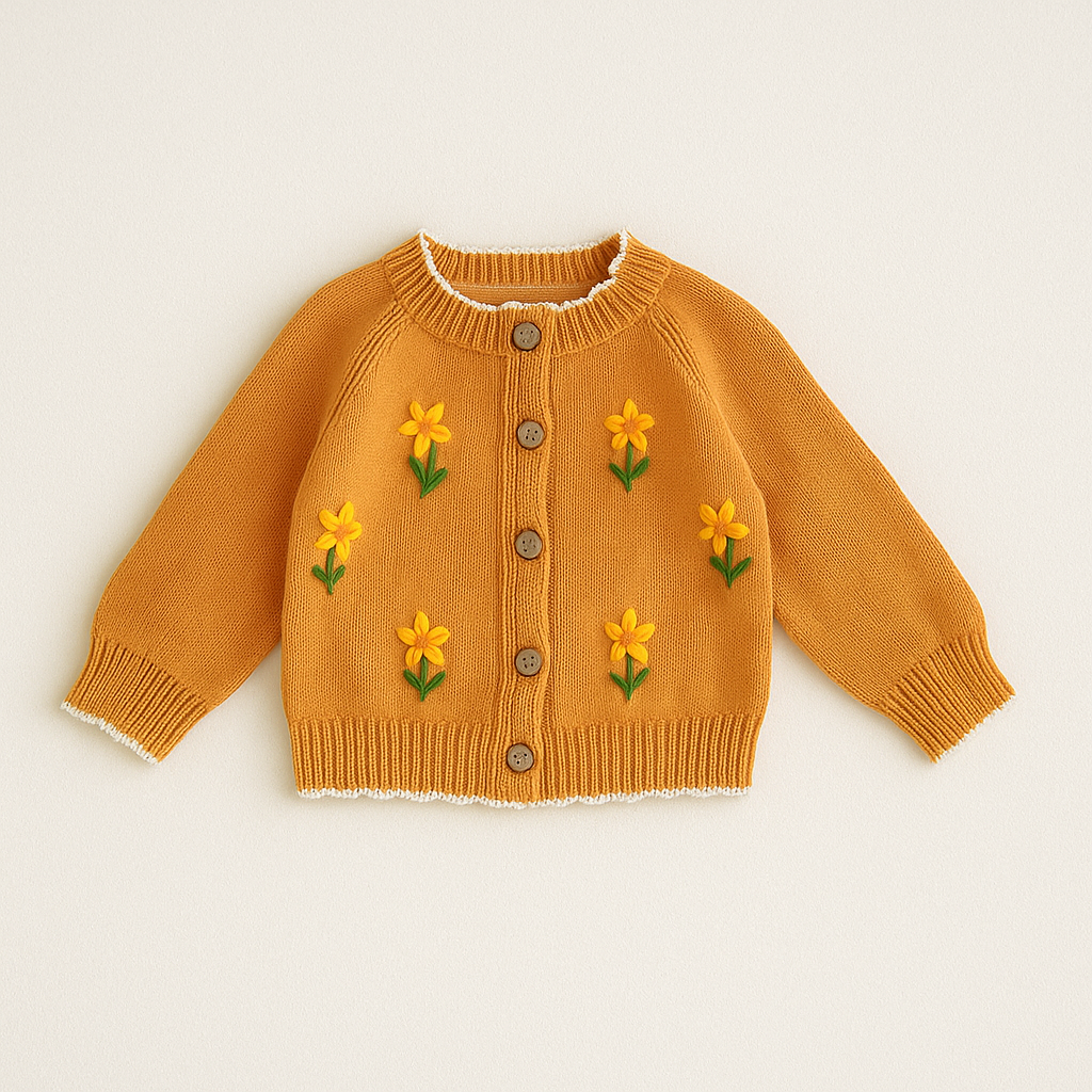 Gebreide trui met bloemen