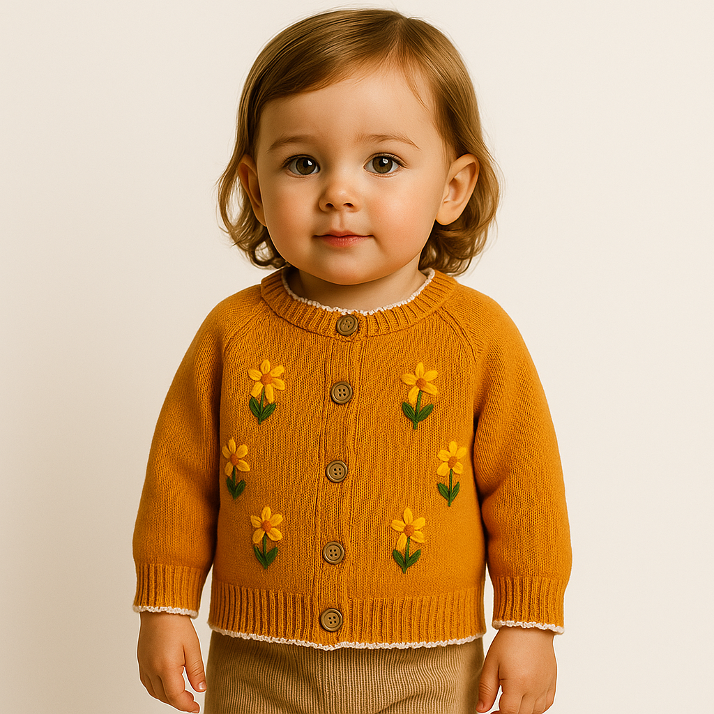 Gebreide trui met bloemen