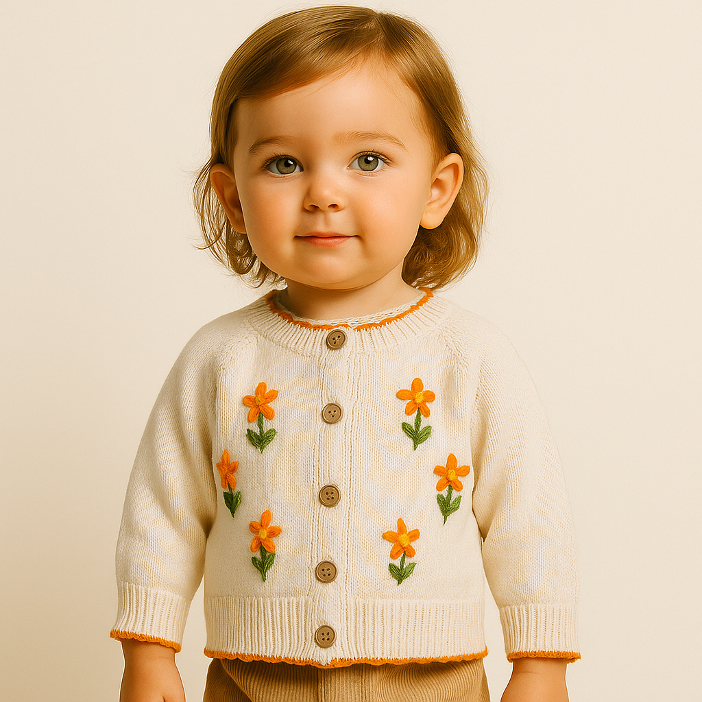 Gebreide trui met bloemen