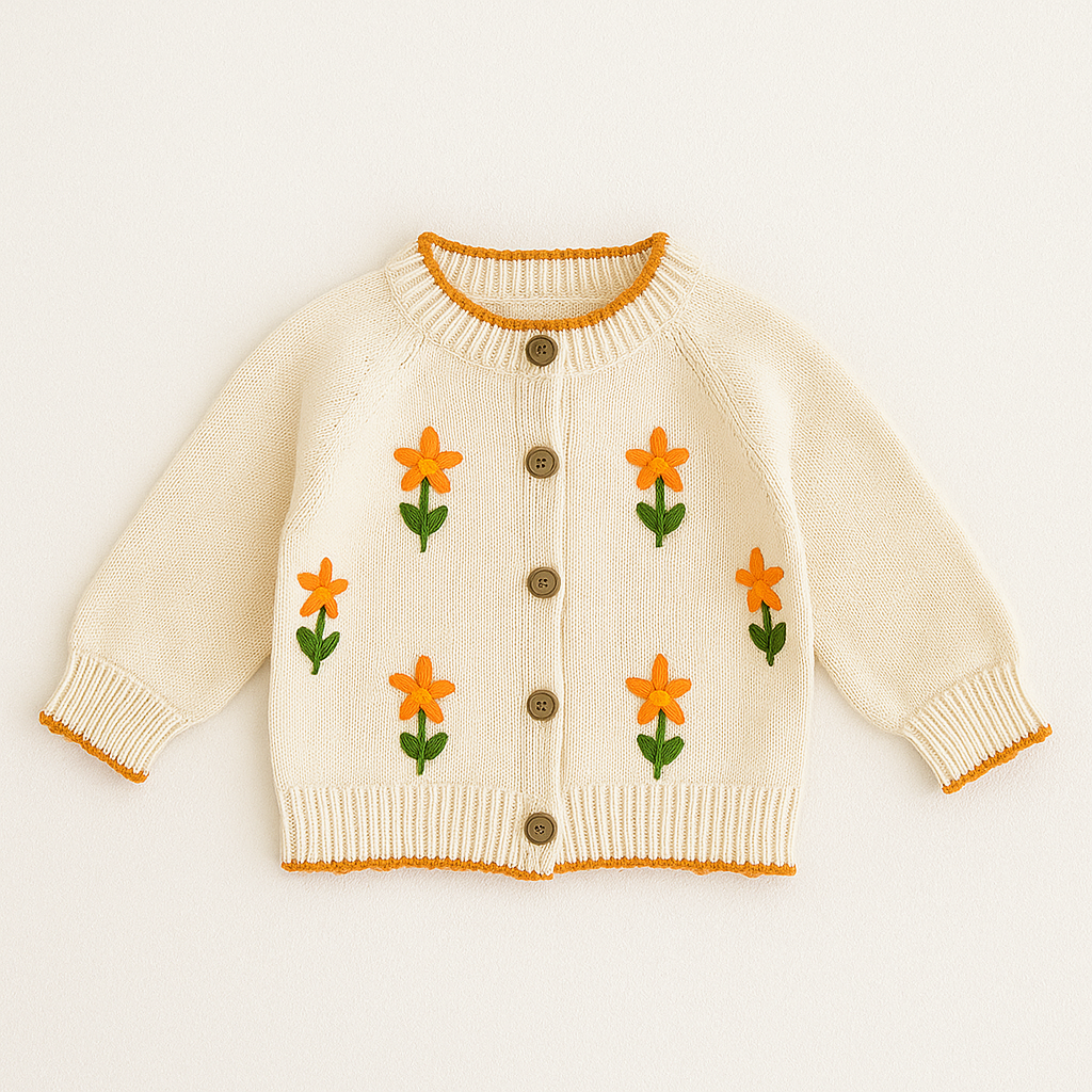 Gebreide trui met bloemen